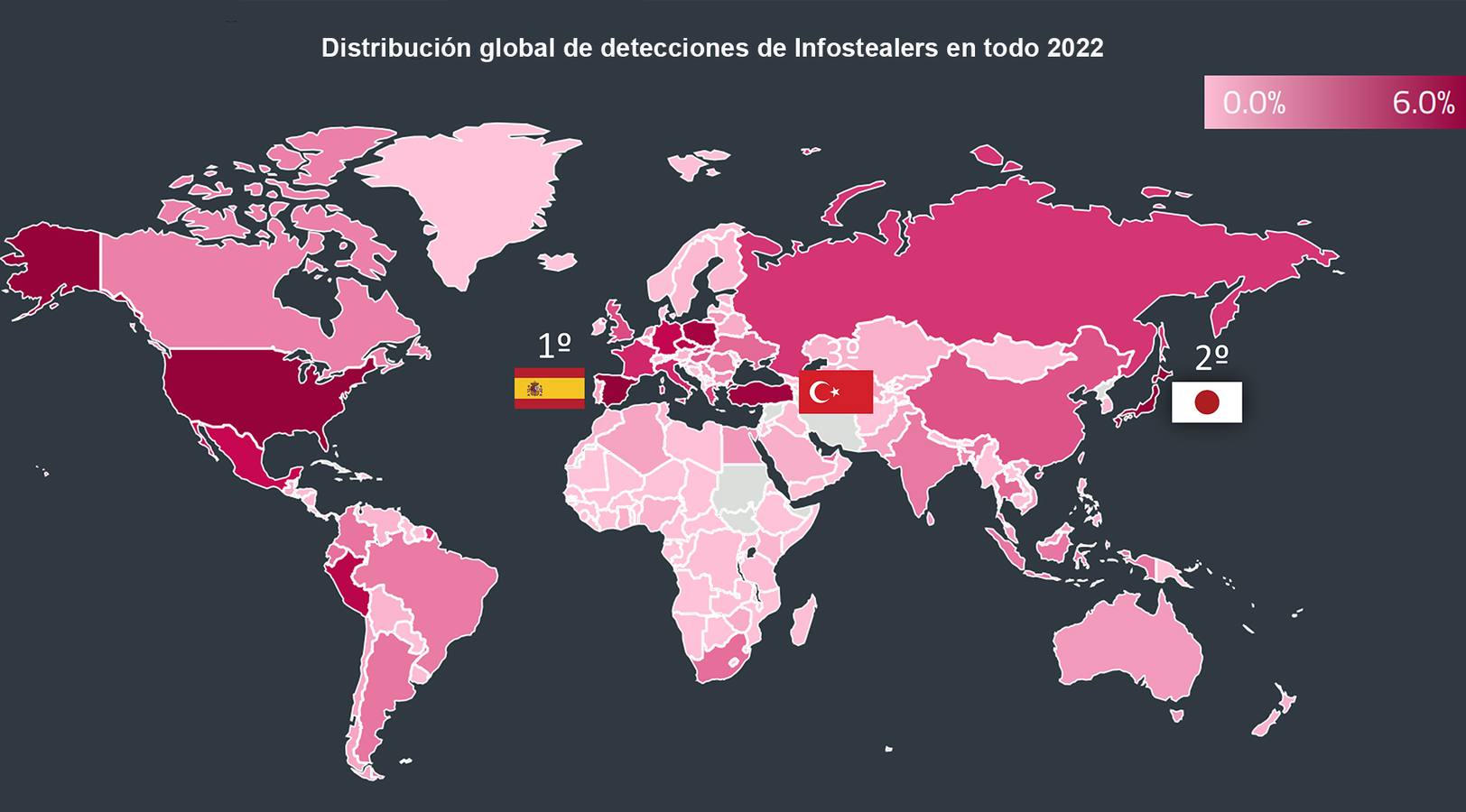 Imagen Mapa mundial infostealers